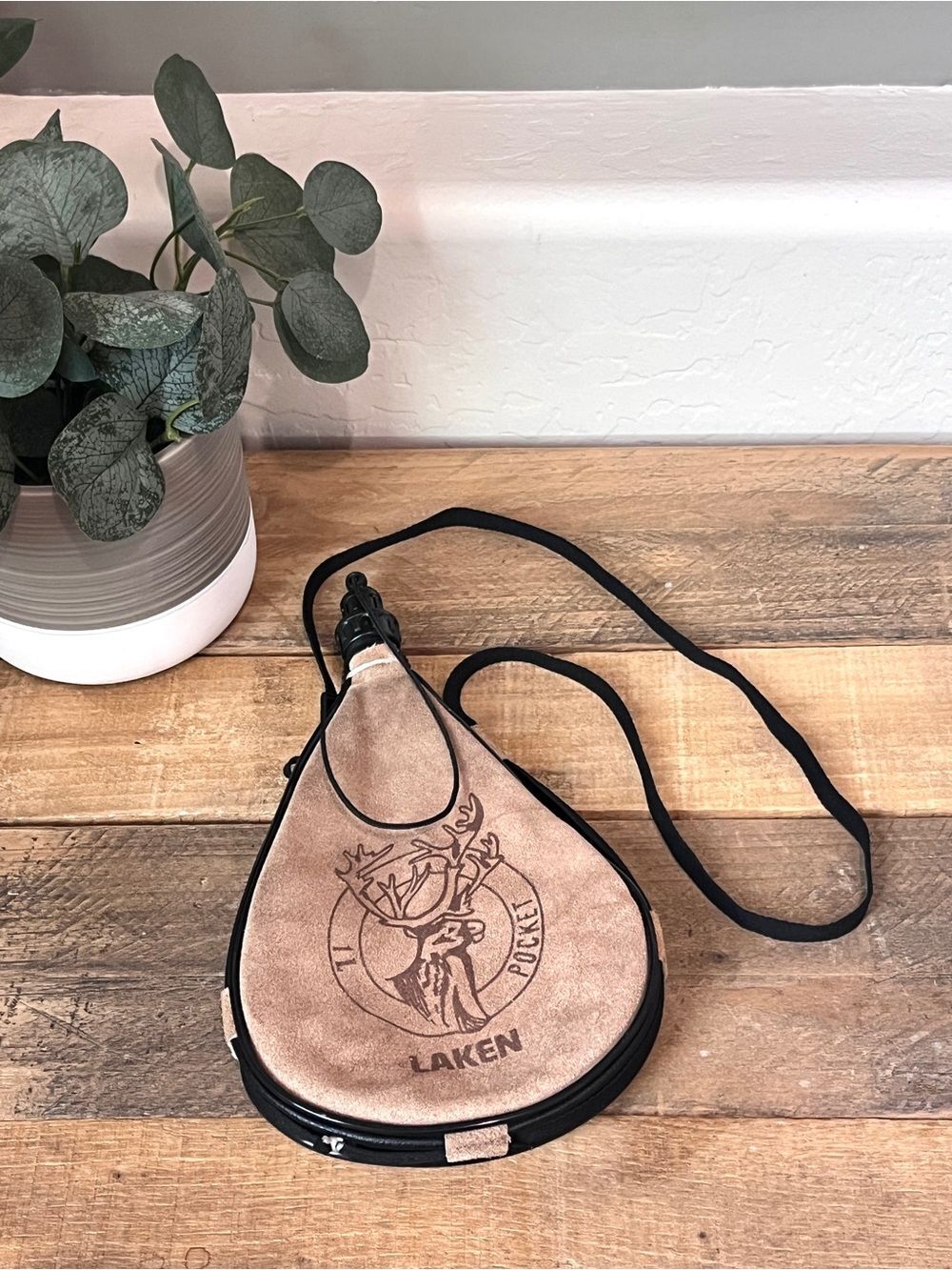 Vintage Laken Spain Genuine Leather Bota Bag Stag Wine Canteen